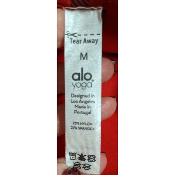 NEW! Wmn's ALO Occasion Buffalo Plaid Leggings in Scarlett Red w/Side Stripe M - Picture 15 of 16